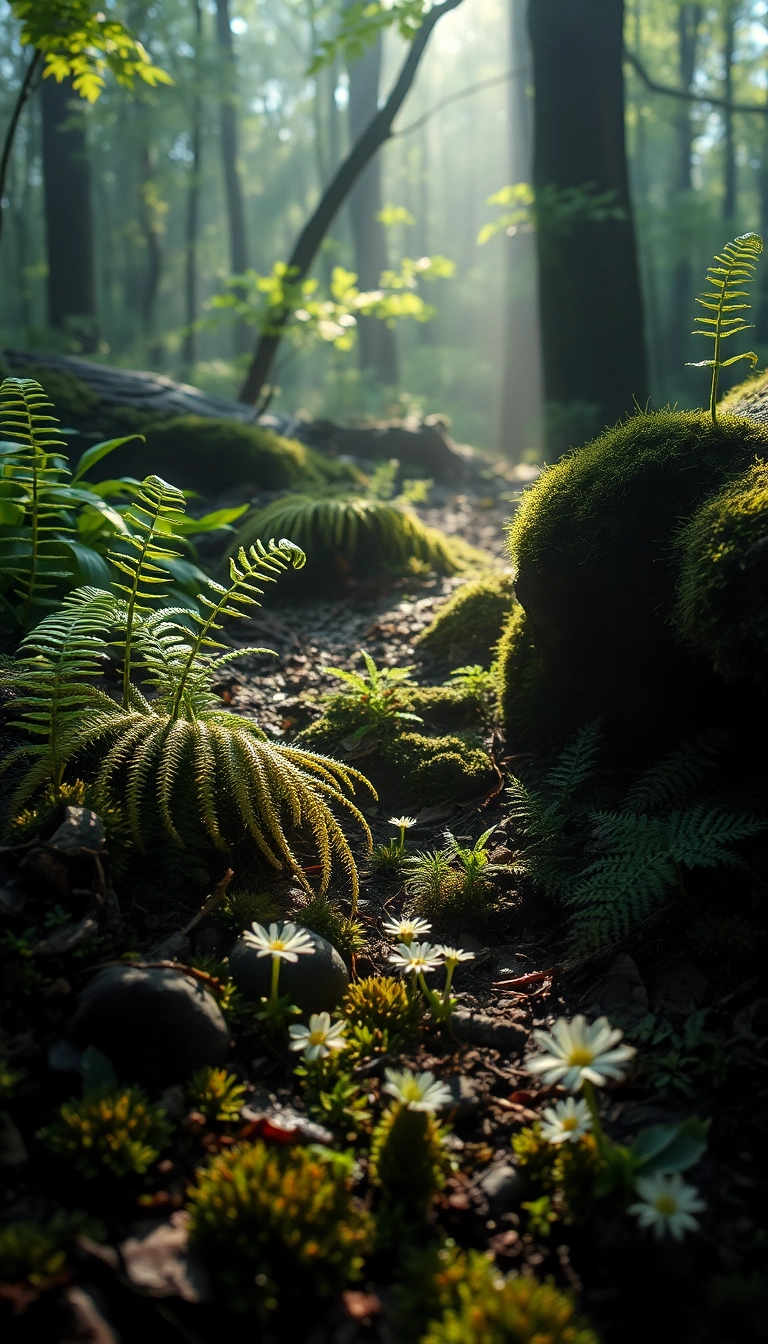 iPhone Awesome AI Spring Forest Floor Sleek Wallpaper Copyright-Free Photo
